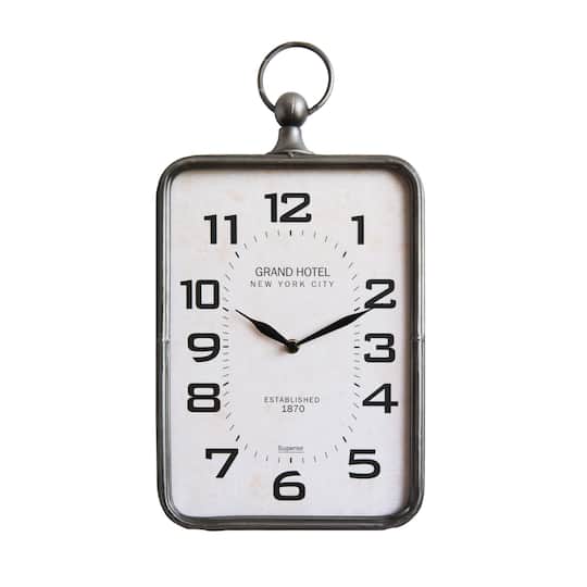 Hello Honey® Metal Rectangle Hanging Clock with Handle Decoration on Top